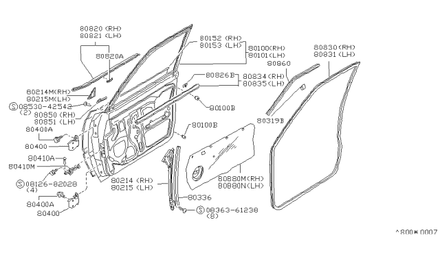 1985 Nissan Sentra Molding-Front Out LH Diagram for 80821-34A00