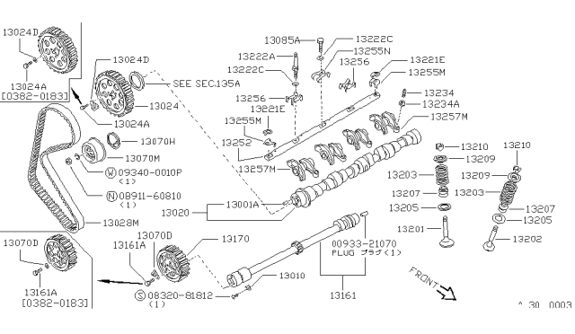 1985 Nissan Sentra Camshaft & Valve Mechanism Diagram 2