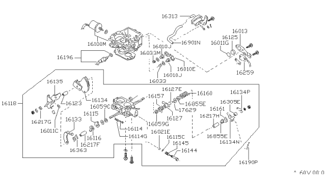 1984 Nissan Sentra Throttle Body Diagram for 16118-32M10