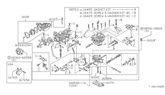 1984 Nissan Sentra CARBURETOR ASY Diagram for 16010-23M22