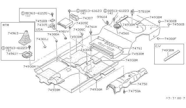 1986 Nissan Sentra Bracket-Computer Diagram for 74805-36A00