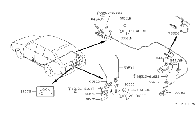 1983 Nissan Sentra Back Door Lock & Handle Diagram 2