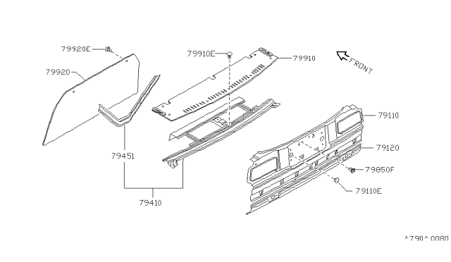 1986 Nissan Sentra Rear,Back Panel & Fitting Diagram 2