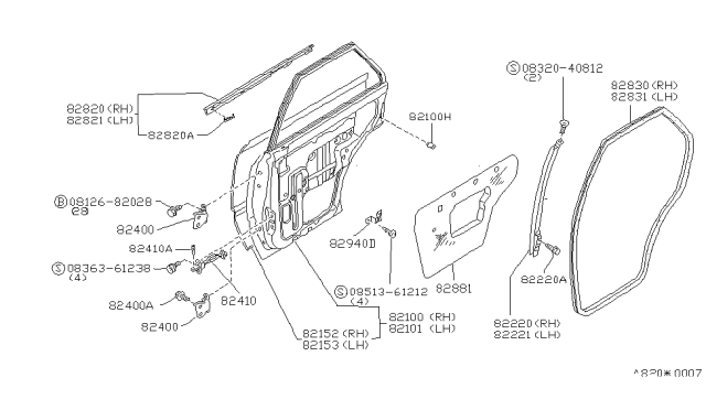 1985 Nissan Sentra Molding-Rear RH Outside Diagram for 82821-34A00