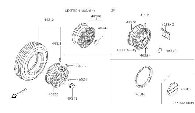 1984 Nissan Sentra Disc Wheel Cap Diagram for 40315-37A06