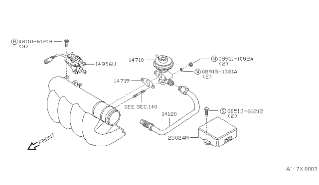 1985 Nissan Sentra EGR Parts Diagram 1