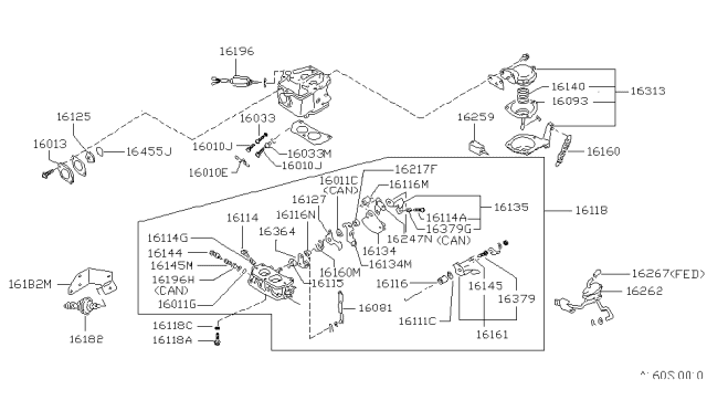 1982 Nissan Sentra Switch Throttle Diagram for 16260-31M00