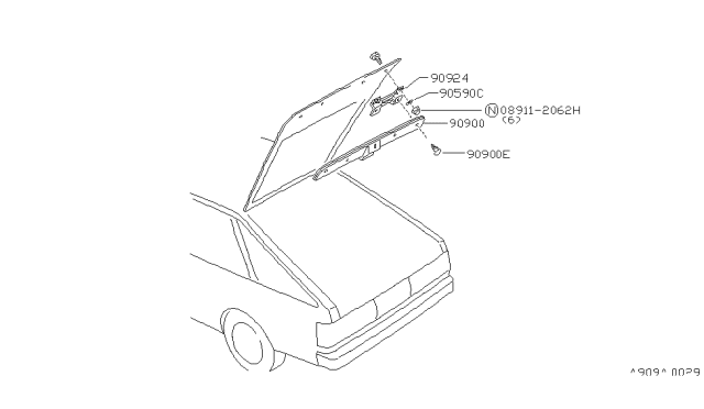 1986 Nissan Sentra Back Door Trimming Diagram 1