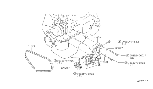 1982 Nissan Sentra Compressor Mounting & Fitting Diagram 2