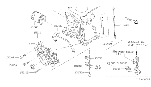 1983 Nissan Sentra Guide Oil Level Diagram for 15146-16A00