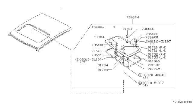 1985 Nissan Sentra Sun Roof Parts Diagram 2