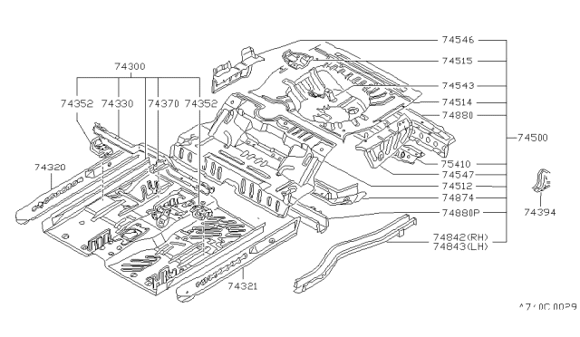 1984 Nissan Sentra Member-Side Rear RH Diagram for 75510-04A00