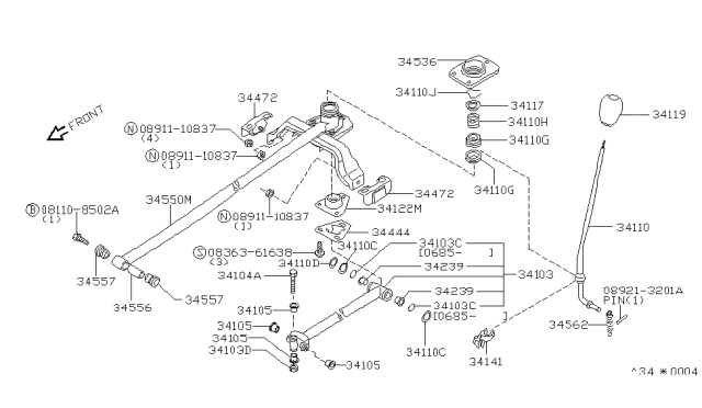 1984 Nissan Sentra Transmission Control & Linkage Diagram