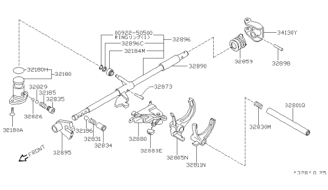 1986 Nissan Sentra Lever Assembly Select Diagram for 32880-01A00