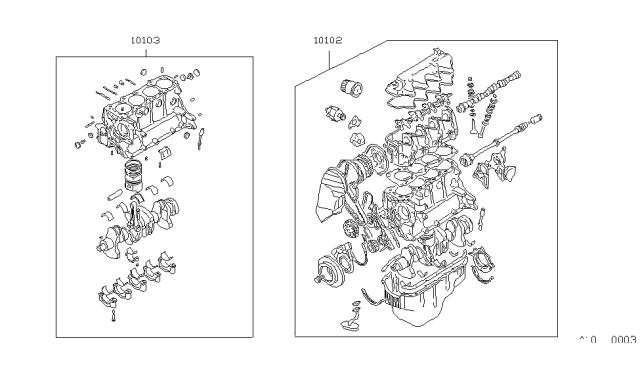 1984 Nissan Sentra Engine ASY Short Diagram for 10103-23M10