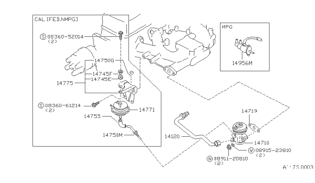 1983 Nissan Sentra EGR Parts Diagram 2