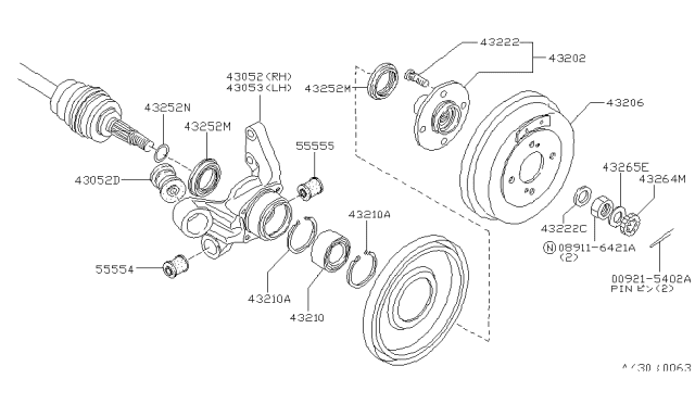 1986 Nissan Stanza Drum-Brake Rear Diagram for 43203-09E00