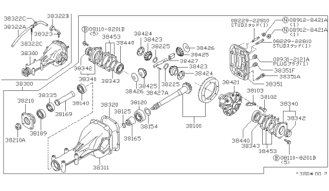 1987 Nissan Stanza Final Drive Assembly Diagram for 38300-W3167