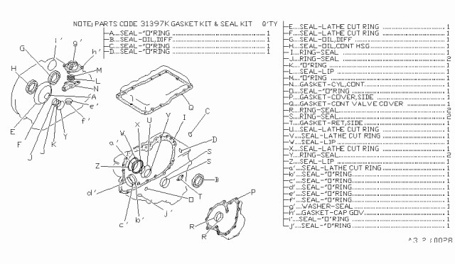 1986 Nissan Stanza Kit-GASKET/SEAL Diagram for 31397-24X25