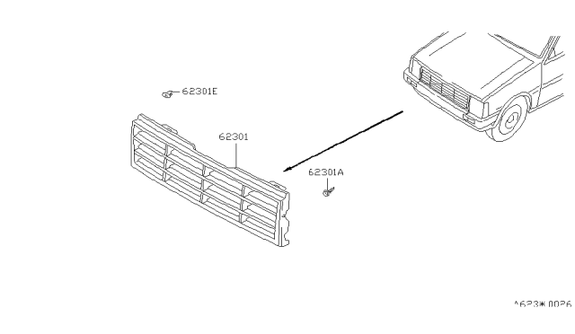 1987 Nissan Stanza Front Grille Diagram