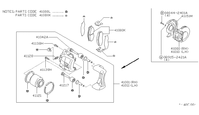 1988 Nissan Stanza CALIPER-Front LH Diagram for 41011-26E62