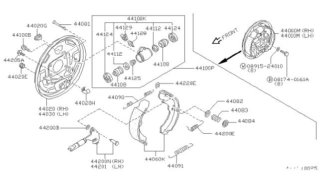 1987 Nissan Stanza Brake-Rear RH Diagram for 44000-20R11