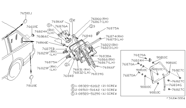 1987 Nissan Stanza Bracket-Window-Glass Diagram for 83612-21R16