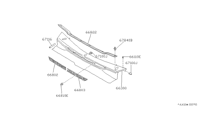 1988 Nissan Stanza Cap Dash Upper Diagram for 66820-01R00