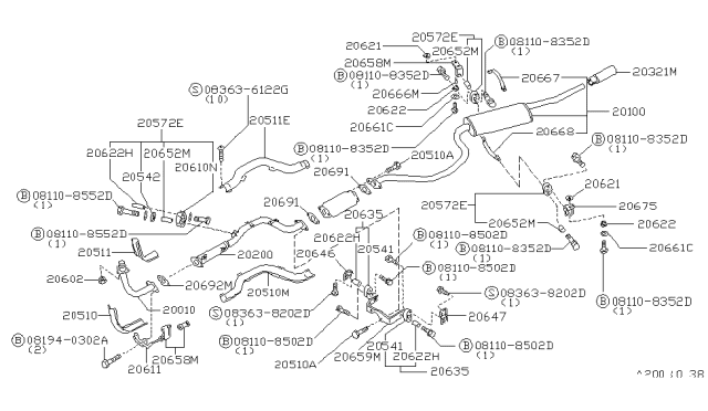 1987 Nissan Stanza INSULATOR Mount Diagram for 20621-U6800