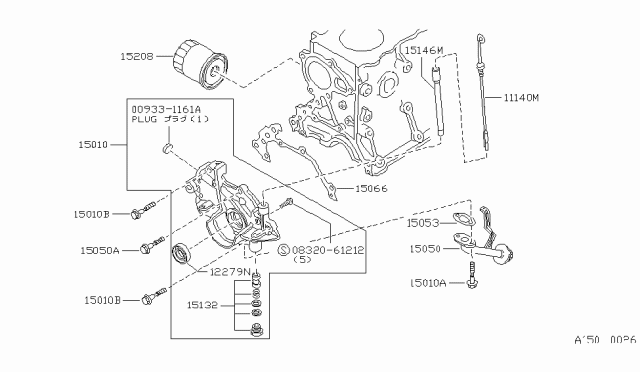 1988 Nissan Stanza Pump Assembly-Oil Diagram for 15010-10R00