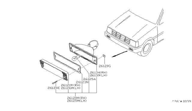 1988 Nissan Stanza Lens-Front Turn Signal Diagram for 26131-29R00
