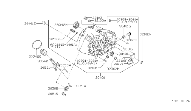 1986 Nissan Stanza Housing-Clutch Diagram for 30400-03E01