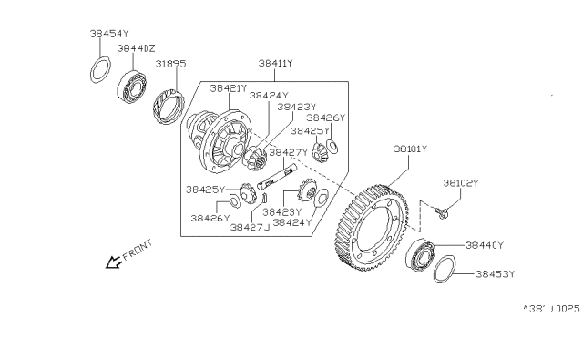 1987 Nissan Stanza Gear-Final Drive Diagram for 38101-05E64