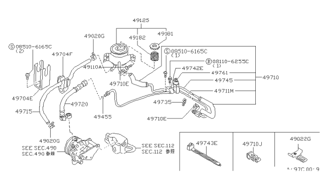 1987 Nissan Stanza Tube Power Steering Hose Diagram for 49713-20R01