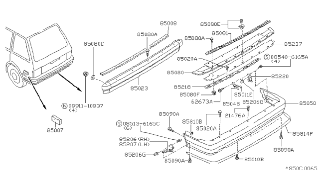 1987 Nissan Stanza Rear Bumper Diagram 2