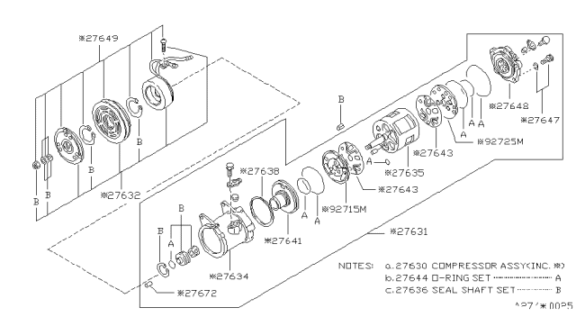 1988 Nissan Stanza Compressor Assembly Diagram for 92600-29R05