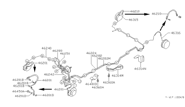 1988 Nissan Stanza Brake Piping & Control Diagram 3