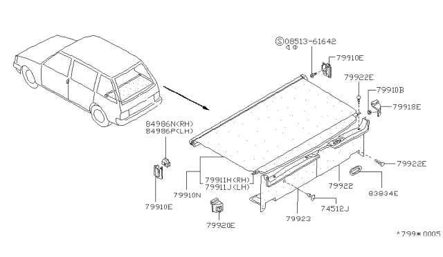 1987 Nissan Stanza FINISHER-Back Inside R Diagram for 79911-21R06