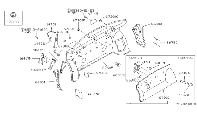1987 Nissan Stanza Bracket-Canister Diagram for 64824-06R00