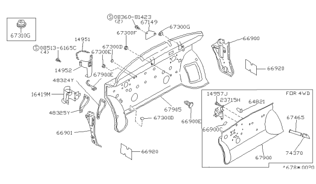 1987 Nissan Stanza Cover L Diagram for 67931-21R00