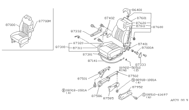 1987 Nissan Stanza Front Seat Diagram 4