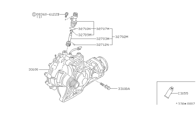 1987 Nissan Stanza PINION Assembly SPEEDOMETER Diagram for 32702-58M20
