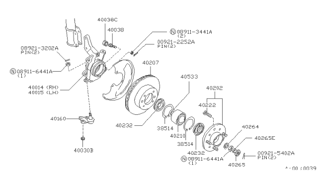 1986 Nissan Stanza Spindle-KNUCKLE RH Diagram for 40014-29R00