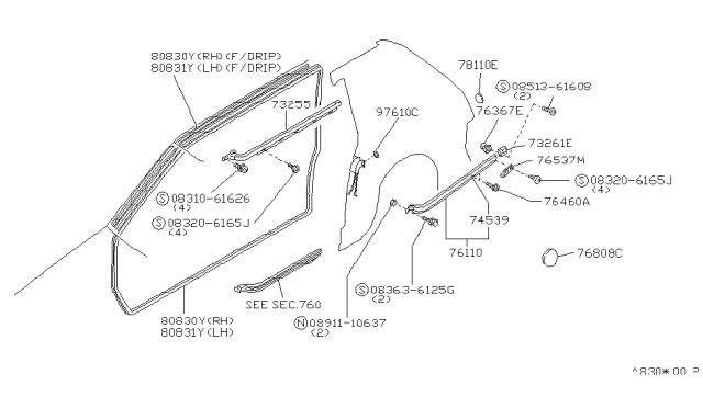 1988 Nissan Stanza Screw Tapping Diagram for 08513-61608