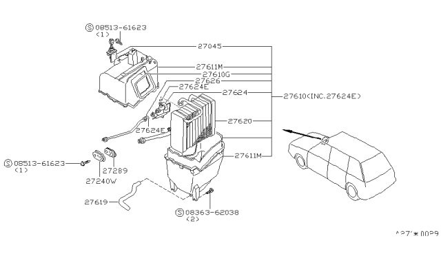 1987 Nissan Stanza Switch THERMOSTAT Diagram for 27045-11R00