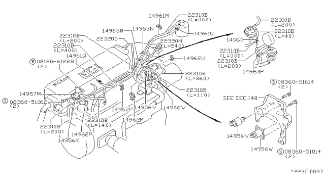 1987 Nissan Stanza Engine Control Vacuum Piping Diagram 3