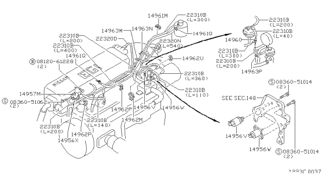 1988 Nissan Stanza Engine Control Vacuum Piping Diagram 1