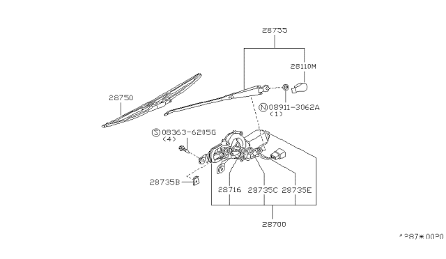 1986 Nissan Stanza Rear Window Wiper Diagram