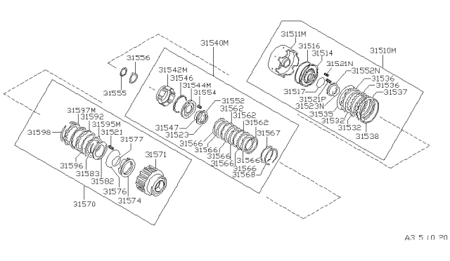 1986 Nissan Stanza Clutch-Reverse Diagram for 31510-21X00