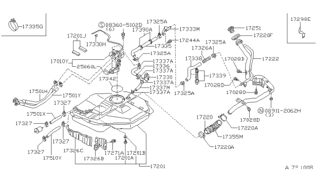 1986 Nissan Stanza Neck Filler Diagram for 17220-20R00